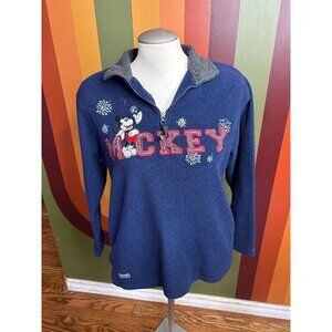 Vintage Disney Mickey Mouse winter blue fleece sweater - size S